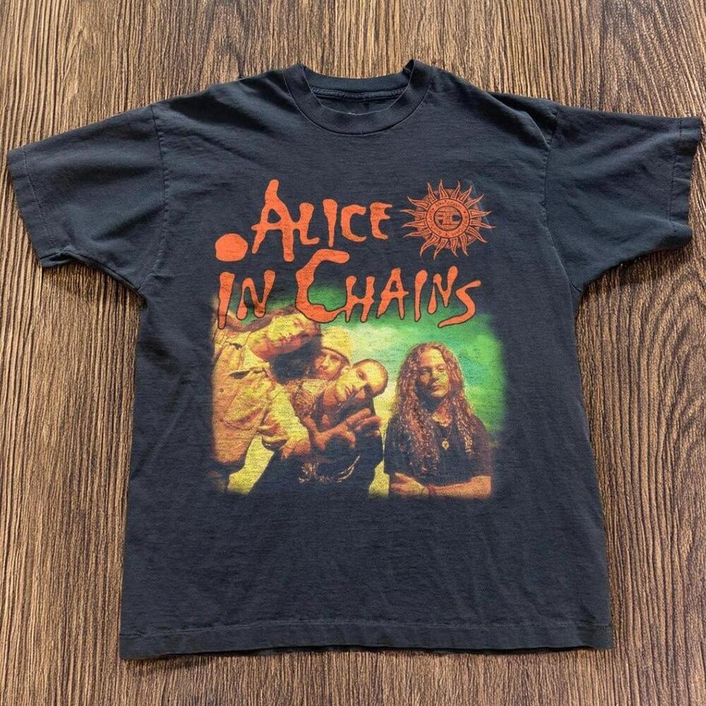 Gildan Black T Shirt Alice In Chains Black Band Tee